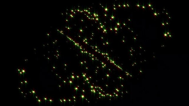 Shimmering golden particles trail, glitter sparkle dust animation, luxury glowing magic light, magic fairy star motion, cinematic glitter path effect, black background 4k video.