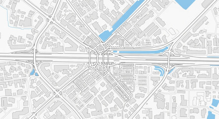 Detailed City Map with Roads and Waterways. © Bosok