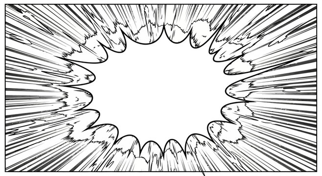 Comic book manga style action burst speech bubble background.