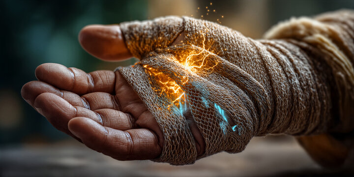 Artisan crafts illumination. Master artisan weaving radiant sparks into intricate patterns