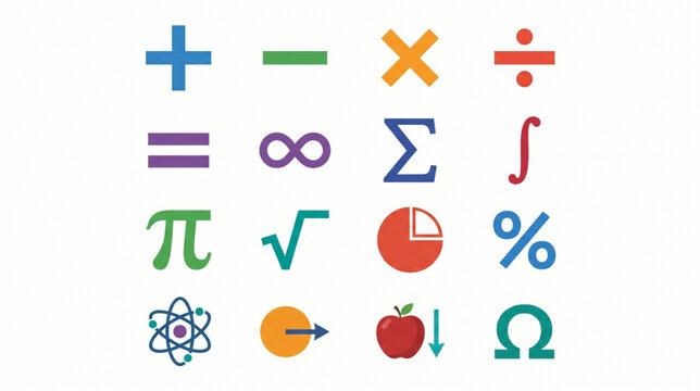 Mathematics and Science Symbols Icon Set for Education