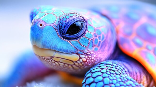 Close-up vibrant colorful turtle