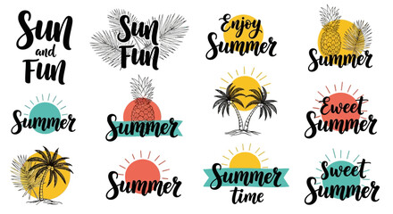 Obraz premium Collection of decorative summer themed typography labels and badge designs.