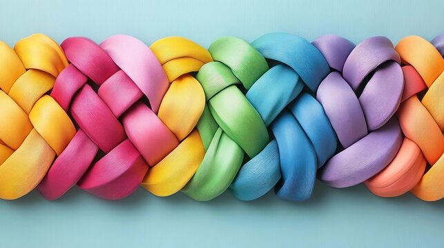 Colorful braided design, rainbow hues