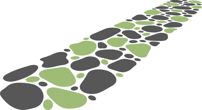 Abstract pattern of pathway and stepping stones in a perspective view with varying colors creating a modern and geometric design