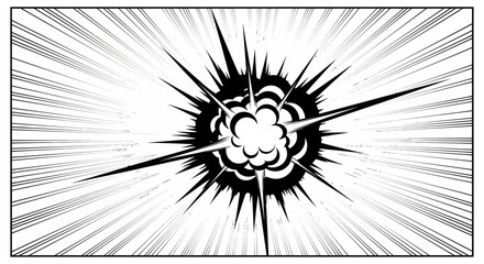 Manga style explosion effect with sharp spikes and central cloud. © Afsana_Barika