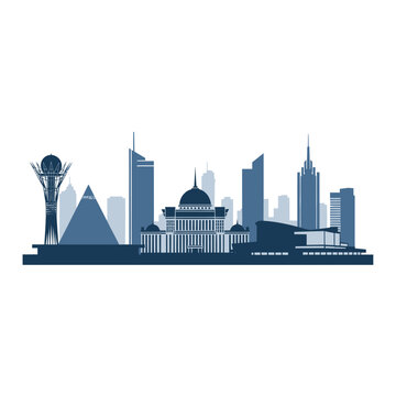 Astana Kazakhstan Skyline Silhouette, Modern Cityscape, Famous Landmarks, Business District
