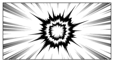 Black and white comic book style explosion impact effect. © Afsana_Barika