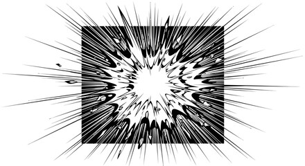 Black and white manga style explosion with radiating speed lines and impact effect. © Afsana_Barika