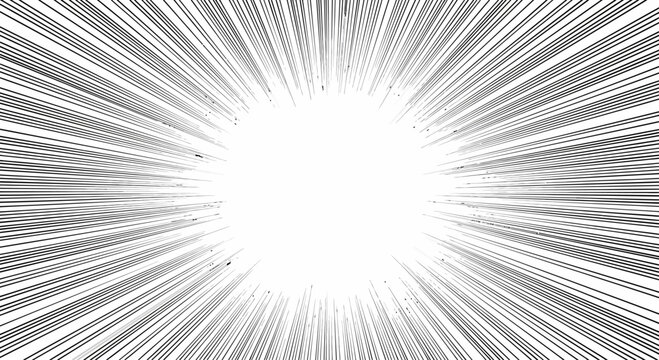 Manga speed lines effect with radial zoom pattern for comic background.