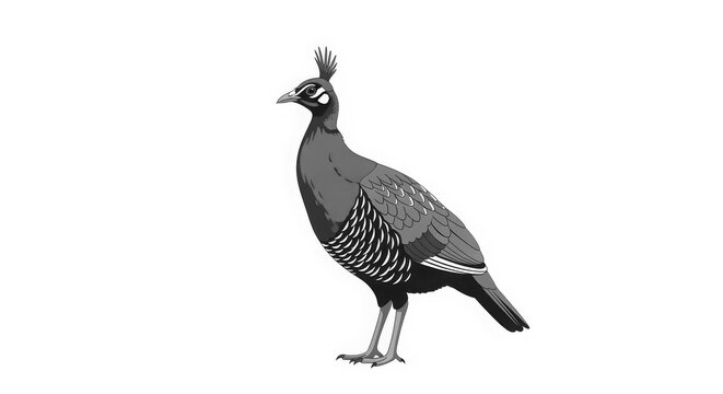 Peacock female silhouette illustration on white background with female bird