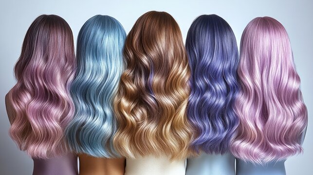 Colorful wavy hair displays