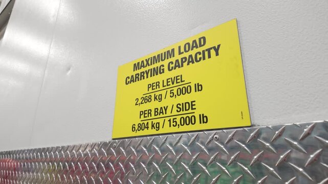 Maximum Load Carrying Capacity Safety Sign on Industrial Wall