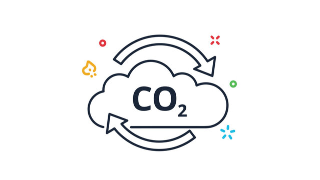Carbon dioxide co2 cloud icon with circular recycling arrows representing environmental protection climate change and emission reduction.
