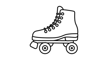 Fototapeta premium Classic Roller Skate Minimalist Vector Icon with Editable Stroke. Hand-drawn black line art illustration of quad skates for sports, fitness, and retro leisure designs on white background.