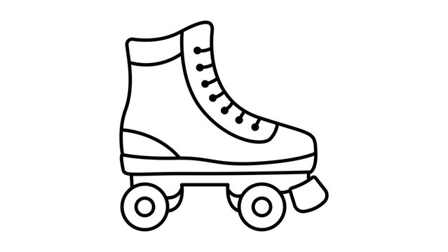 Minimalist black line vector icon of a classic quad roller skate on a white background. This scalable illustration features an editable stroke, perfect for sports and retro lifestyle designs.