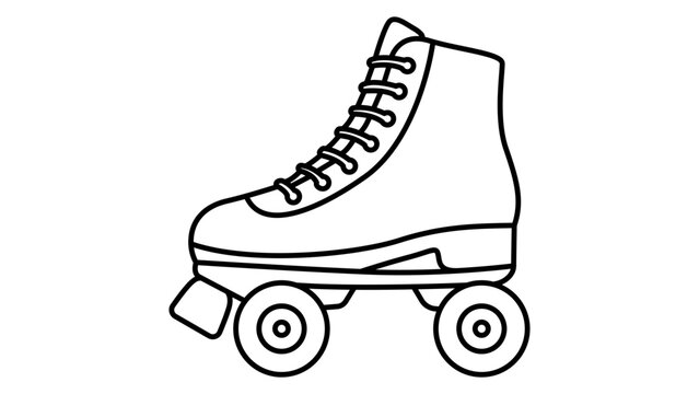 Minimalist Roller Skate Vector Icon with Editable Stroke. Hand-drawn black line illustration of a classic quad skate on a white background. Scalable SVG for sports and leisure design projects.