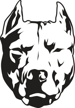 Vector illustration logo of pit bull dog head on white background.
