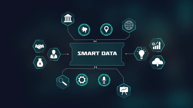 Professional smart data analysis with futuristic digital business HUD.