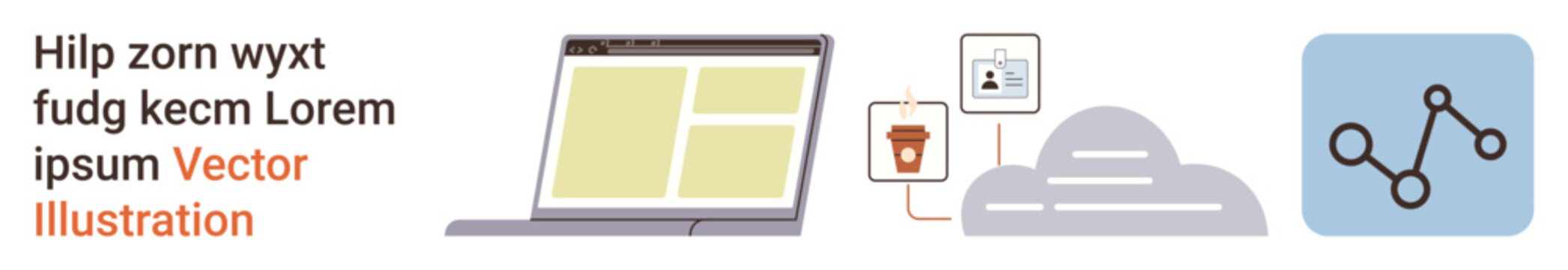 Data management, cybersecurity, cloud storage, workflow automation, secure access, data sharing. Laptop, secure cloud and data chart icons. Data management and cybersecurity visualization