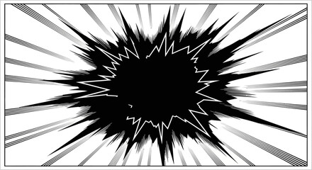 Black Manga Explosion Effect With Sharp Jagged Edges. © Misha_Naila