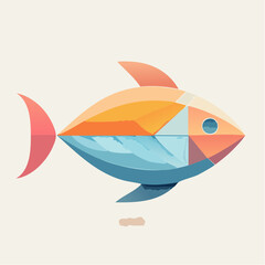 Obraz premium Vibrant geometric fish illustration showcasing modern abstract design and aquatic elegance