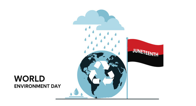 World Environment Day and Juneteenth celebration with Earth and rain