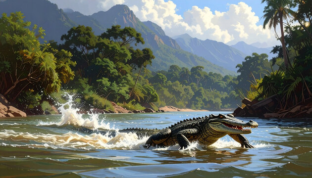 crocodile in the river