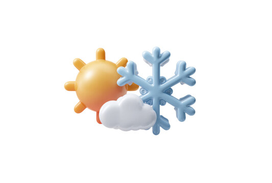 Weather icons of sun and snowflake with temperature display