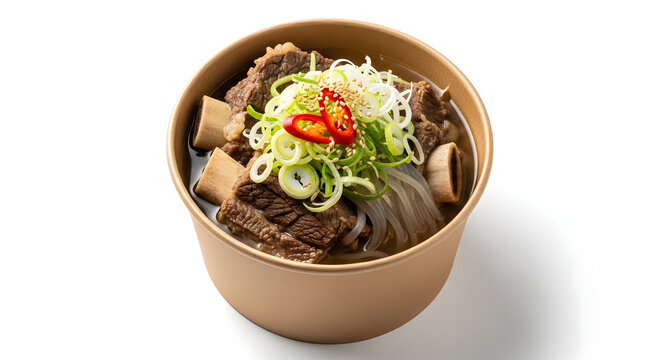 Korean Beef Short Rib Soup Galbitang in Disposable Bowl