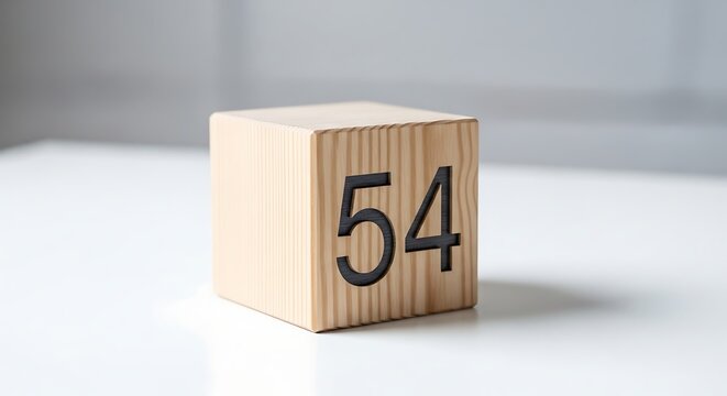 A single wooden block with the number fifty four prominently displayed on its side