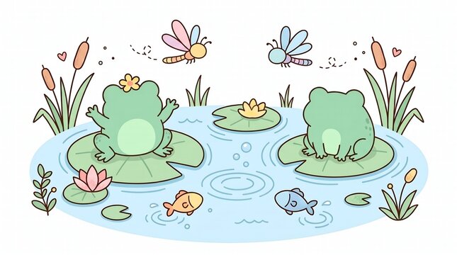 Lil Acari Frog Pond Illustration
