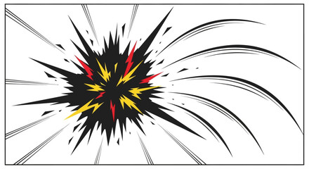 Comic style explosion with black spikes and red yellow highlights on white background. © Jalaludin_Razi