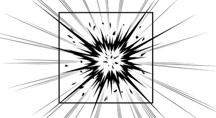 Comic book style impact explosion effect with square frame. © Jalaludin_Razi