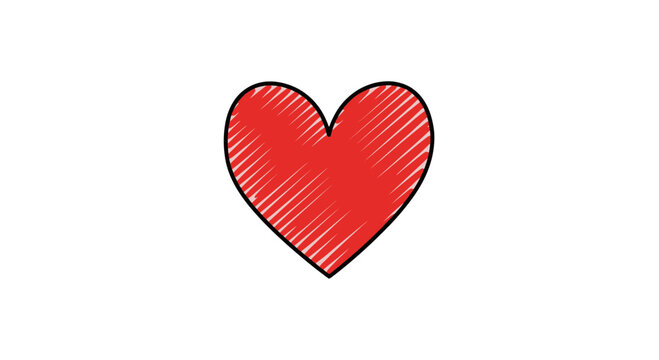 Red Hand Drawn Heart Illustration.