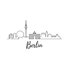 Berlin Skyline Linear Drawing with City Name © MSTSHAMPA
