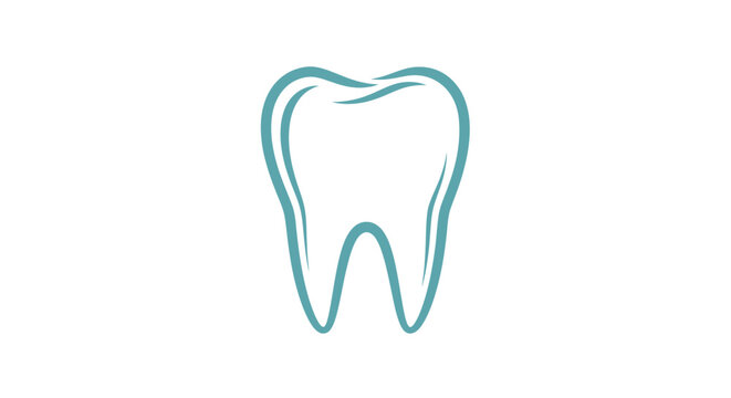 Stylized blue tooth icon for dental clinic logo on white background