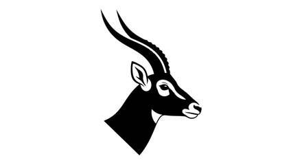 Black and White Illustration of Antelope Head. © Bacan