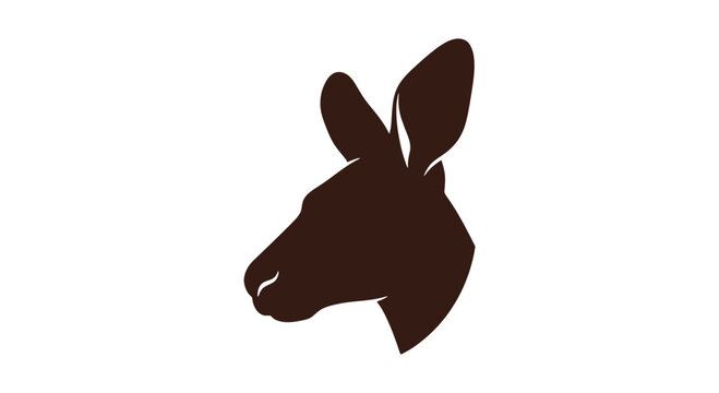 Donkey Head Silhouette Isolated on White.