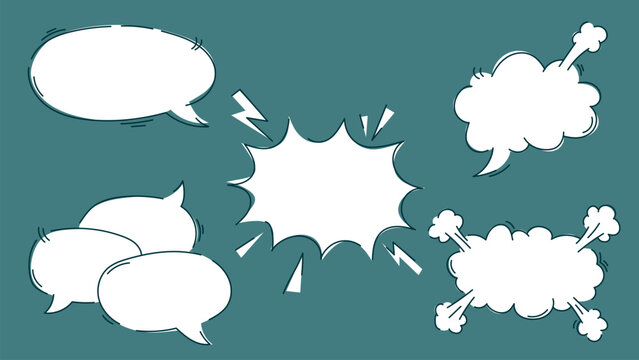 Comic book explosion with speech bubbles in cartoon style illustration