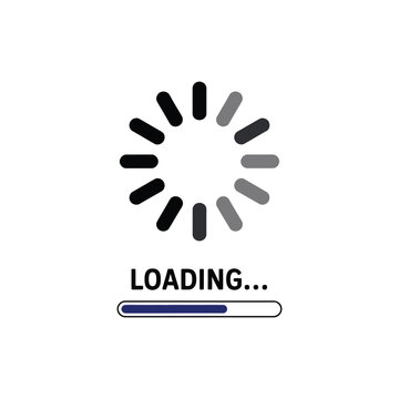 Loading progress bar and circular indicator with text loading on a transparent background.