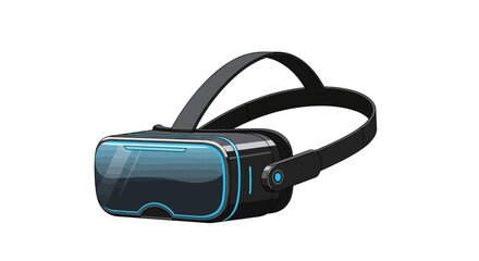 Fototapeta premium modern black vr headset with blue lighting isolated on white background for technology and gaming