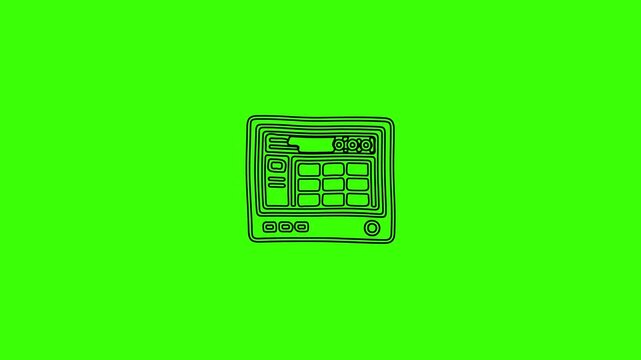 Hand Drawn Cash Register POS Terminal Animation on Green Screen