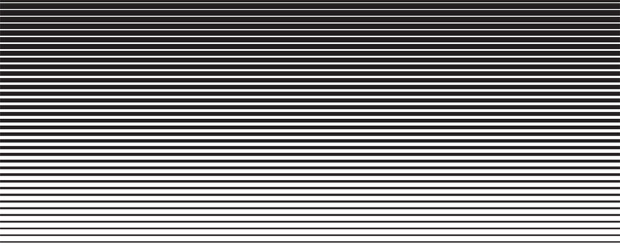 Abstract black and white horizontal lines pattern with gradient transition effect. Vector Illustration