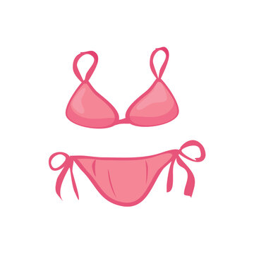 pink bikini swimwear illustration summer beachwear fashion