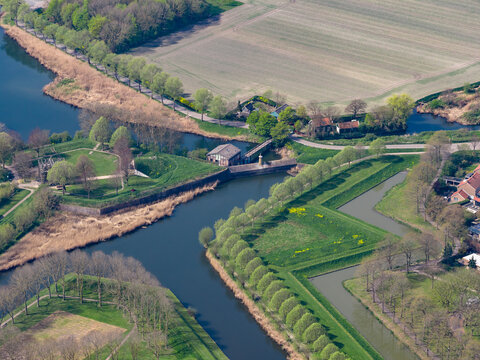 Brielle Star Fortress Sluice Gate Bastion Earthworks Moat Canals Aerial Netherlands Dutch Fortification