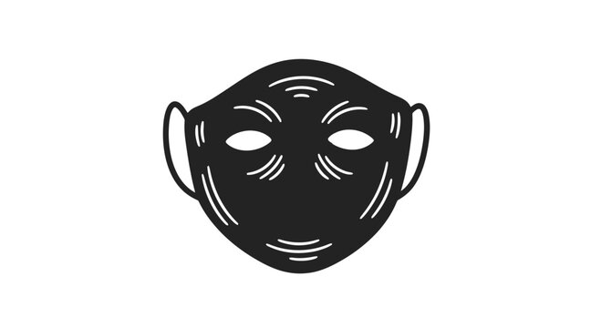 Black Face Mask Illustration Simple Design.