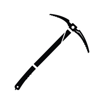 Black silhouette icon of a mountain ice axe climbing tool Vector