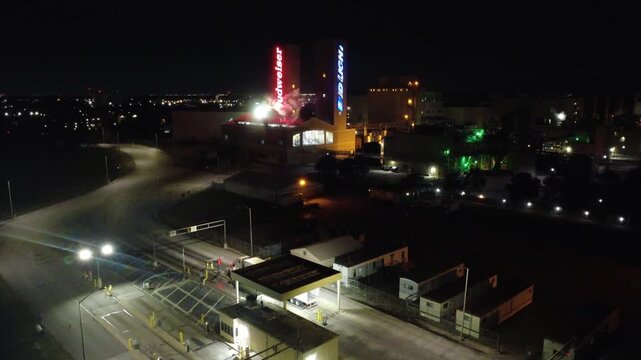 Budweiser Brewery in Columbus, Ohio at Night, drone footage