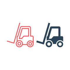 Naklejka premium Forklift flat icons set. Single high quality symbol for web design or mobile app. Forklift signs for design logo, visit card,pictogram illustration.